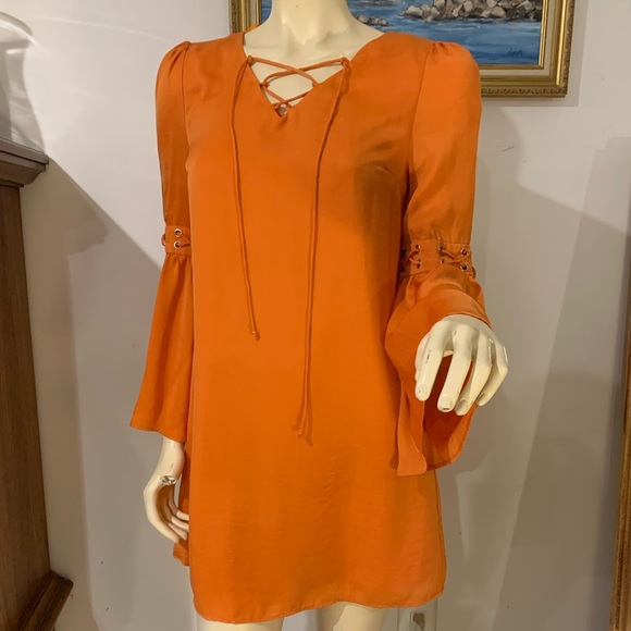 open lace back dress Shop Now Venus Tropical Orange Dress